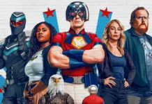 Peacemaker y su equipo, incluyendo a Eagly, en el póster de la temporada 2.